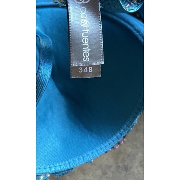 daisy fuentes Date Push-Up Padded Front Close Bra Teal Floral Women’s Sz 34B - Picture 9 of 10